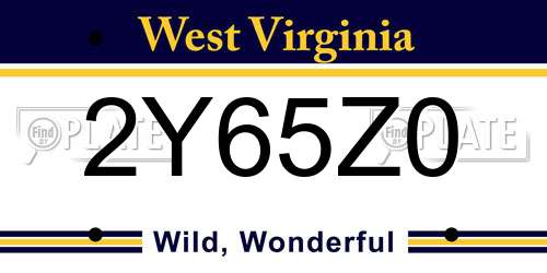 2Y65Z0 West Virginia License Plate