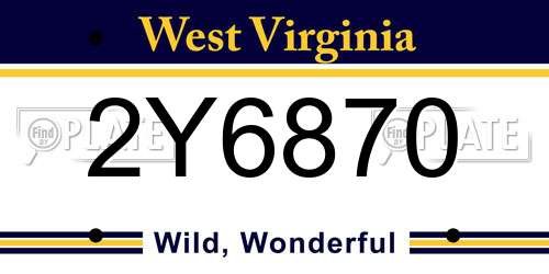 2Y6870 West Virginia License Plate