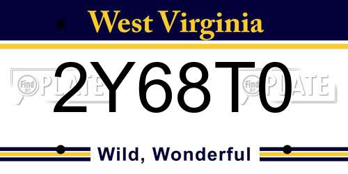 2Y68T0 West Virginia License Plate