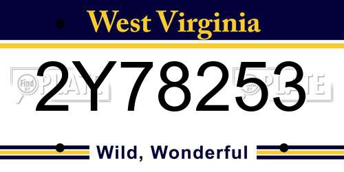 2Y78253 West Virginia License Plate