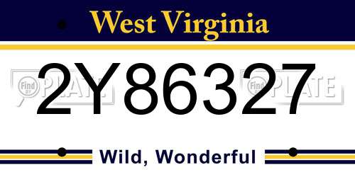 2Y86327 West Virginia License Plate
