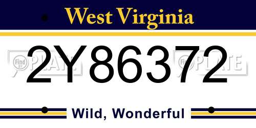 2Y86372 West Virginia License Plate