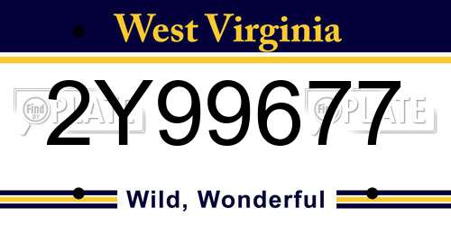 2Y99677 West Virginia License Plate