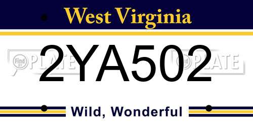 2YA502 West Virginia License Plate