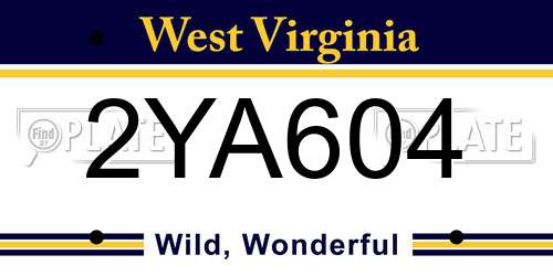 2YA604 West Virginia License Plate