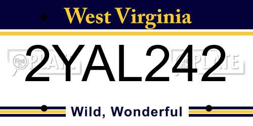 2YAL242 West Virginia License Plate