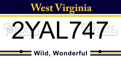 2YAL747 West Virginia License Plate