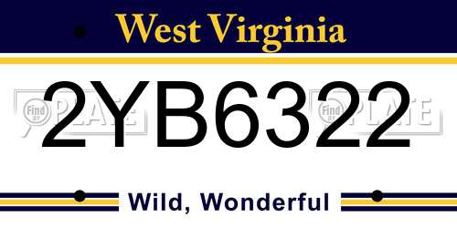 2YB6322 West Virginia License Plate