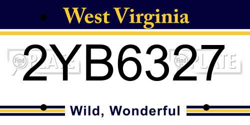 2YB6327 West Virginia License Plate