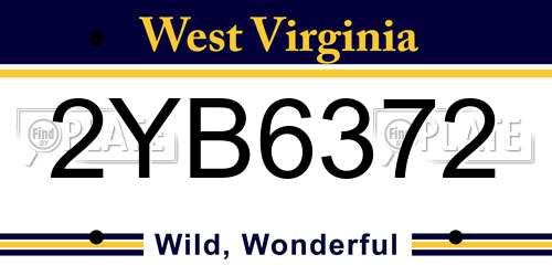 2YB6372 West Virginia License Plate