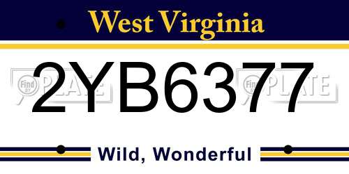 2YB6377 West Virginia License Plate