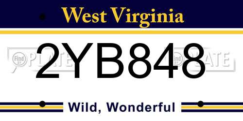 2YB848 West Virginia License Plate