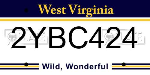 2YBC424 West Virginia License Plate