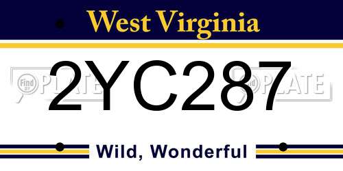 2YC287 West Virginia License Plate