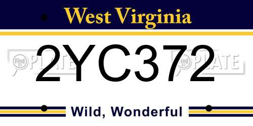 2YC372 West Virginia License Plate