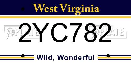 2YC782 West Virginia License Plate