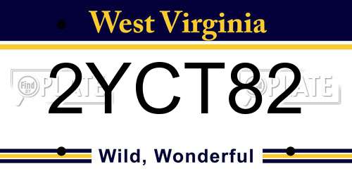 2YCT82 West Virginia License Plate