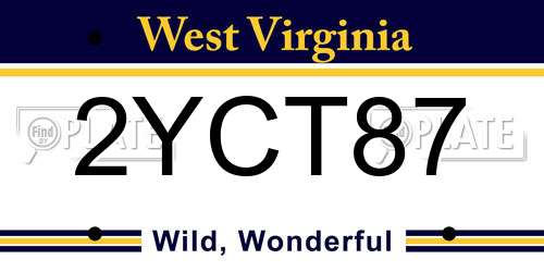 2YCT87 West Virginia License Plate