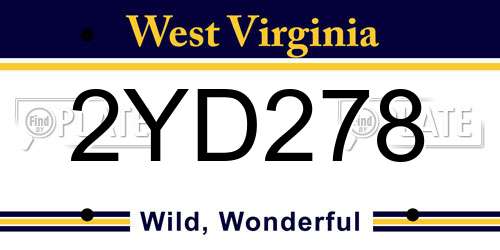 2YD278 West Virginia License Plate