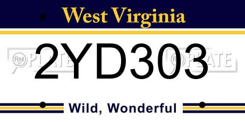 2YD303 West Virginia License Plate