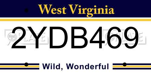 2YDB469 West Virginia License Plate