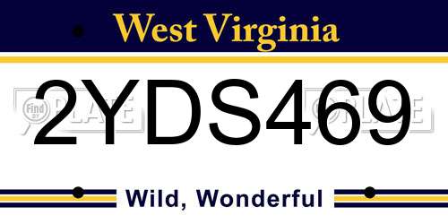 2YDS469 West Virginia License Plate