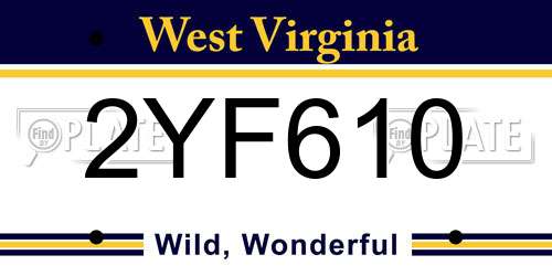 2YF610 West Virginia License Plate