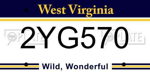 2YG570 West Virginia License Plate