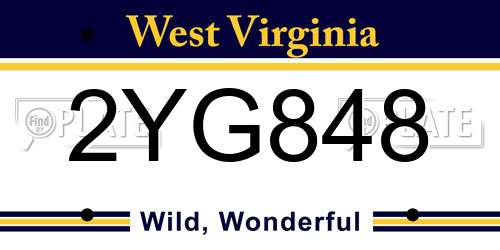 2YG848 West Virginia License Plate