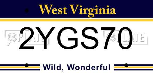 2YGS70 West Virginia License Plate