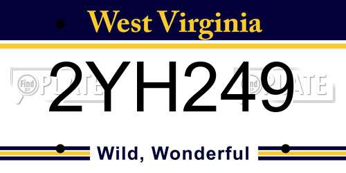 2YH249 West Virginia License Plate