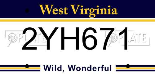 2YH671 West Virginia License Plate