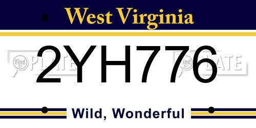 2YH776 West Virginia License Plate