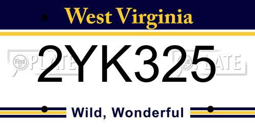 2YK325 West Virginia License Plate