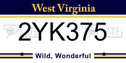 2YK375 West Virginia License Plate