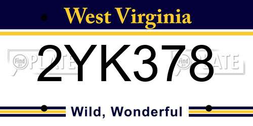 2YK378 West Virginia License Plate