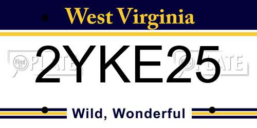 2YKE25 West Virginia License Plate