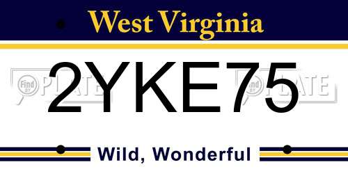 2YKE75 West Virginia License Plate