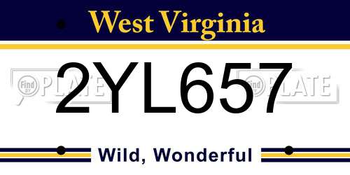2YL657 West Virginia License Plate