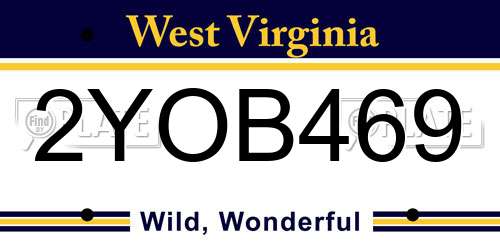 2YOB469 West Virginia License Plate
