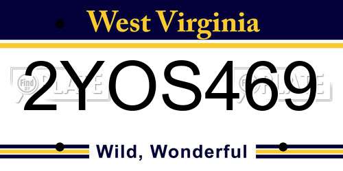 2YOS469 West Virginia License Plate