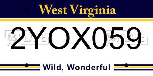 2YOX059 West Virginia License Plate