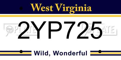 2YP725 West Virginia License Plate