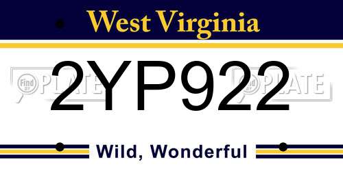 2YP922 West Virginia License Plate