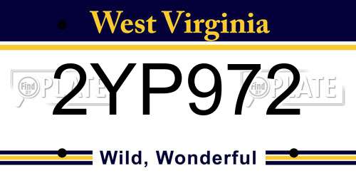 2YP972 West Virginia License Plate