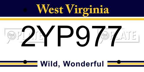 2YP977 West Virginia License Plate