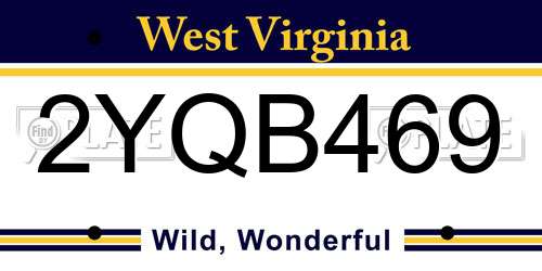 2YQB469 West Virginia License Plate