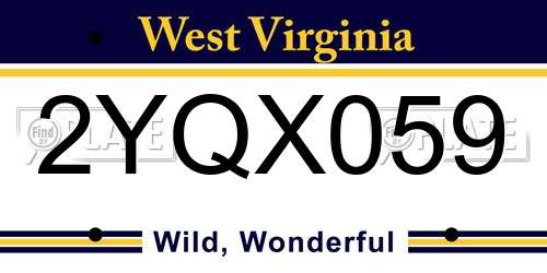 2YQX059 West Virginia License Plate
