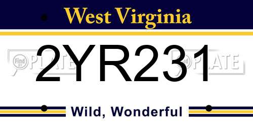 2YR231 West Virginia License Plate