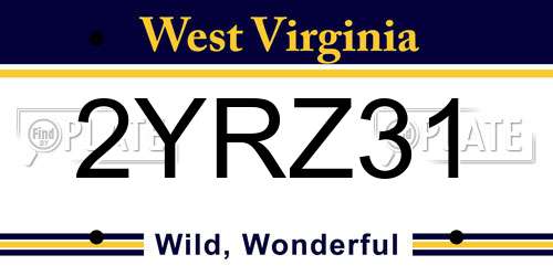 2YRZ31 West Virginia License Plate